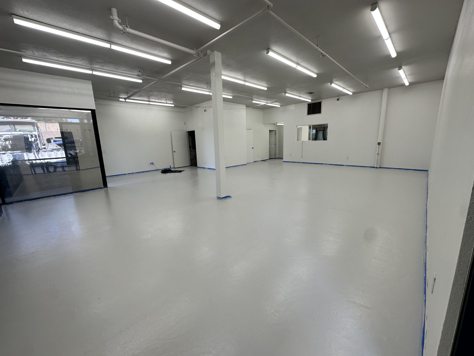 Renovated warehouse — fresh paint and new floor coating